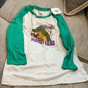 Green and Gray Kids Mardi Gras Shirt